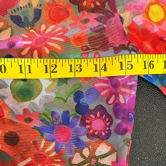 NATURAL LIFE Multicolor Mesh Sheer Floral Button-Down Shirt s medium - Picture 8 of 10